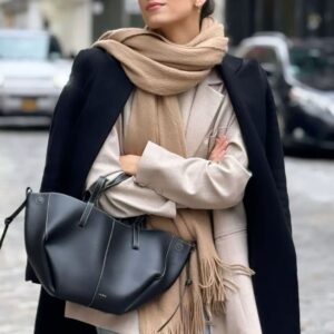 Polene  black white stitching Large