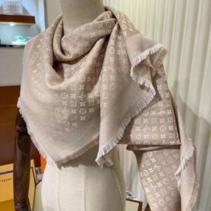 LV scarf Square Beige & cafe